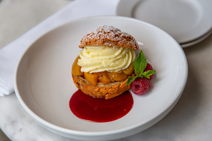 Local Peach melba cream puff