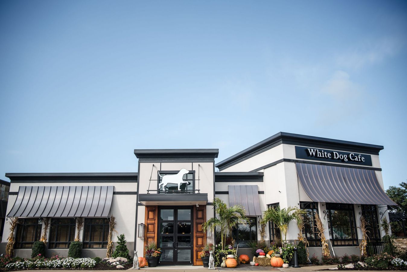 White Dog Cafe Glen Mills Exterior with Fall Decor